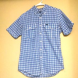 RVCA Men's blue Print Short Sleeve Shirt